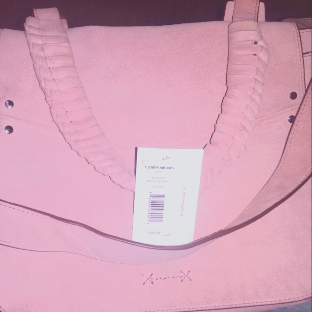 Elizabeth and James tea rose suede trapeze crossbody purse